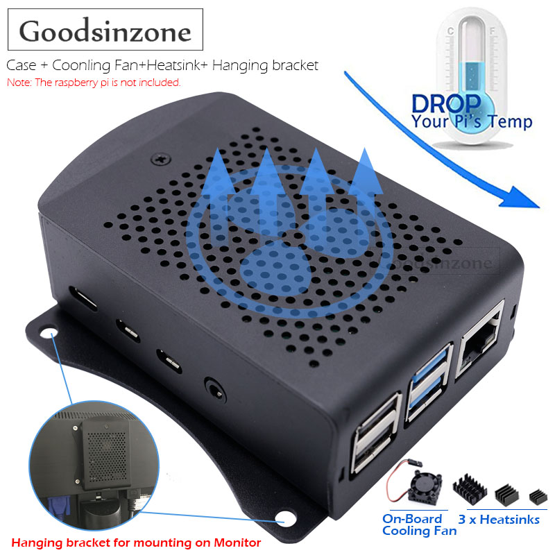 Argon One V3 M.2 Nvme Case - Raspberry pi 4モデルb冷却ファンヒートシンクキット付きアルミニウムケース、オンボード冷却ファン付きメタルシェルボックス (pi 4bは含まれていません)