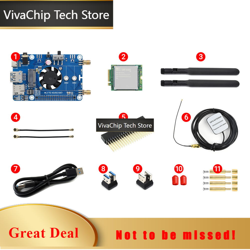 Raspberry Pi 4 8Gb Ram Kit - VivaChip Tech4G LTE GPS HAT冷却ファン拡張ボード IoTプロジェクト用