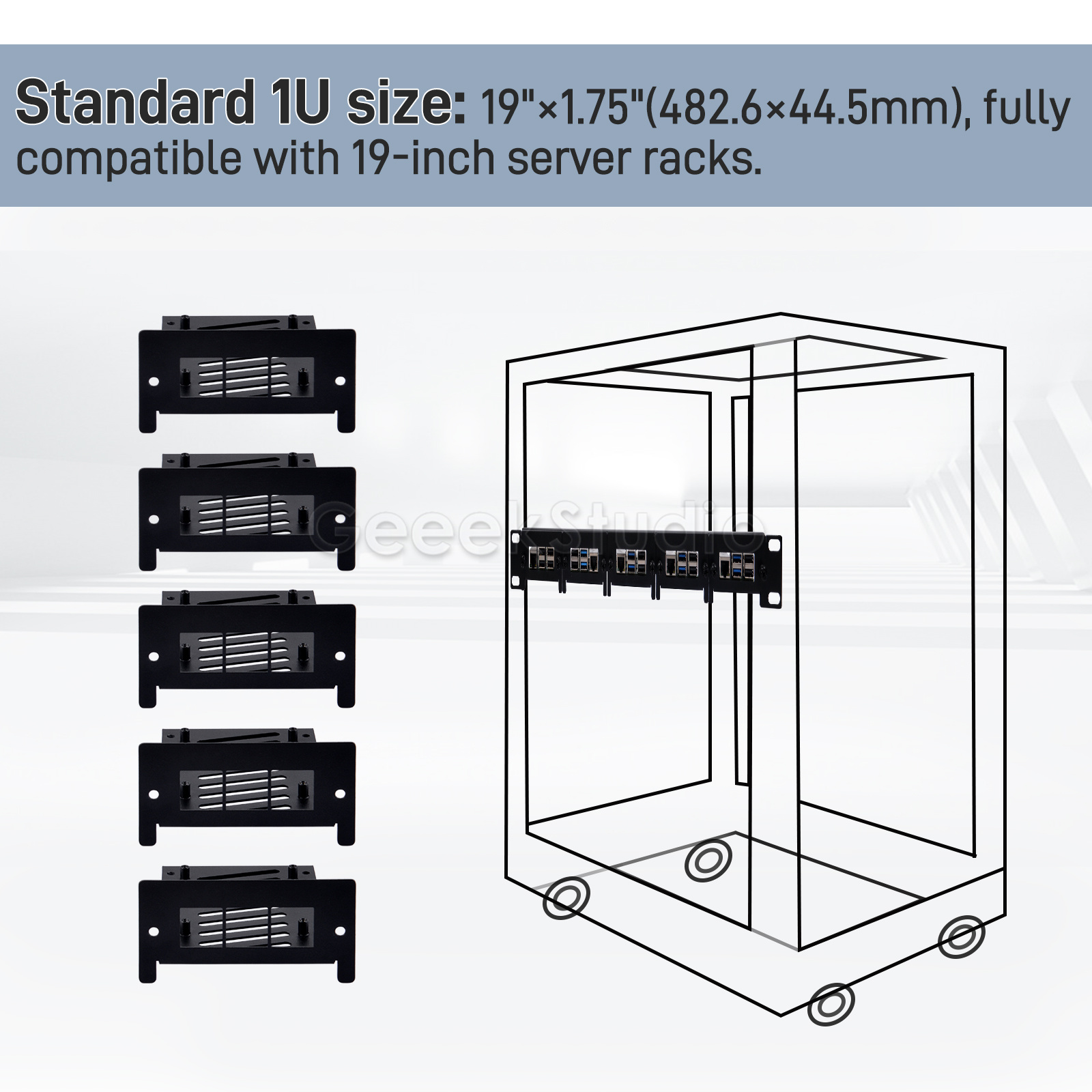 1U ラックマウント Raspberry Pi 5/4B/3 - Raspberry Pi Rackmount 1U 19 Inch のレビューと価格